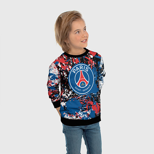 Детский свитшот PSG БРЫЗГИ КРАСОК СПОРТ / 3D-Черный – фото 3
