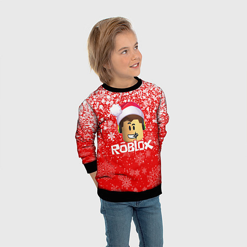 Детский свитшот ROBLOX НОВОГОДНИЙ SMILE 2022 / 3D-Черный – фото 3