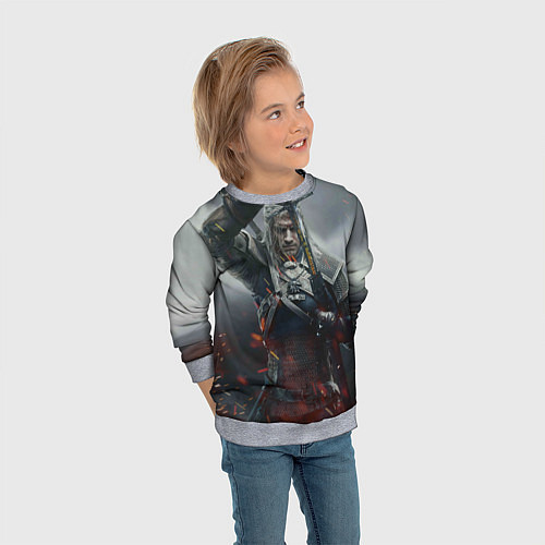 Детский свитшот ВЕДЬМАК СЕРИАЛ ДИКАЯ ОХОТА / 3D-Меланж – фото 3