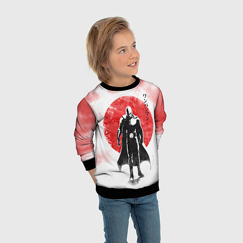 Детский свитшот Сайтама красный дым One Punch-Man / 3D-Черный – фото 3