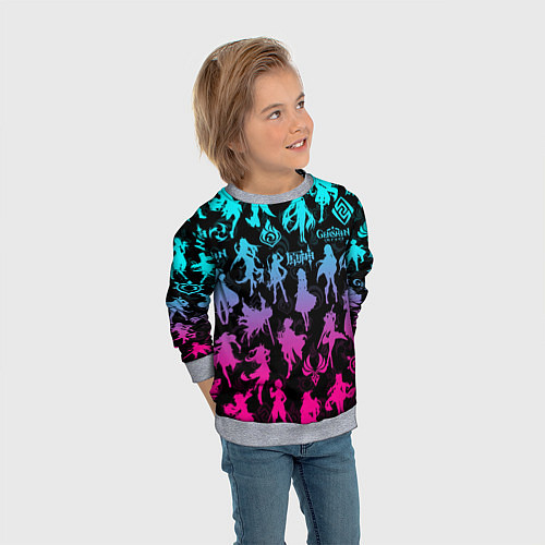 Детский свитшот ГЕНШИН ИМПАКТ НЕОН ПЕРСОНАЖИ ИГРЫ GENSHIN IM ACT L / 3D-Меланж – фото 3