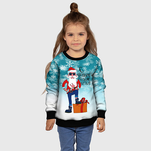 Детский свитшот Hipster Santa 2022 / 3D-Черный – фото 4