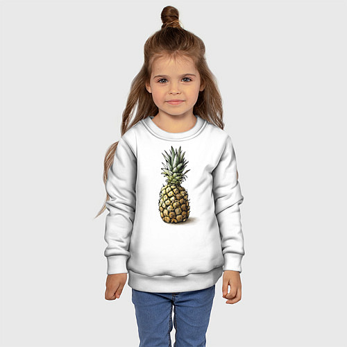 Детский свитшот Pineapple watercolor / 3D-Белый – фото 4