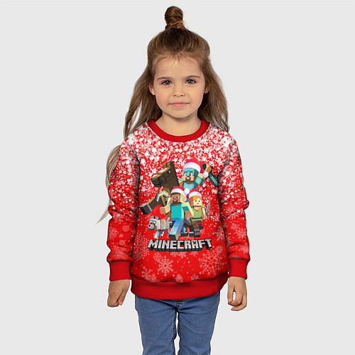 Детский свитшот НОВОГОДНИЙ МАЙНКРАФТ, НОВЫЙ ГОД 2022, / 3D-Красный – фото 4