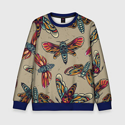 Свитшот детский Мотыльки-черепа, цвет: 3D-синий