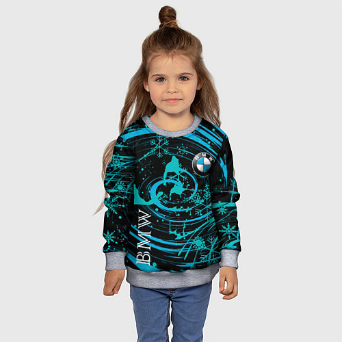 Детский свитшот BMW СНЕЖИНКИ / 3D-Меланж – фото 4