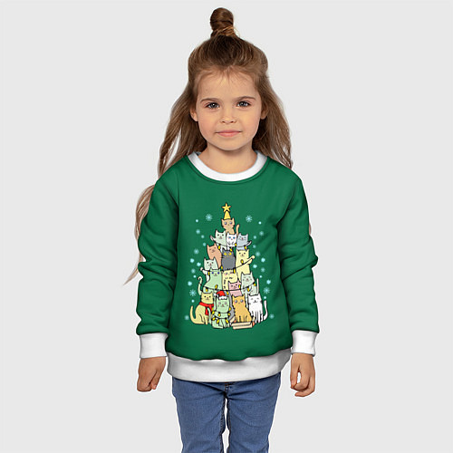 Детский свитшот Коты Построение ёлкой / 3D-Белый – фото 4