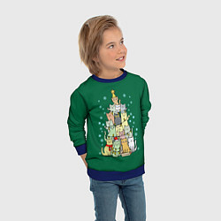 Свитшот детский Коты Построение ёлкой, цвет: 3D-синий — фото 2