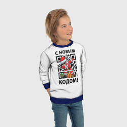 Свитшот детский С Новым 2022 Годом и qr- кодом, цвет: 3D-синий — фото 2