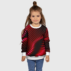 Свитшот детский Волны красного металла, цвет: 3D-белый — фото 2