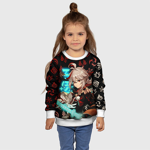 Детский свитшот КАДЗУХА ГЕРОЙ ГЕНШИН ИМПАКТ GENSHIN IMPACT / 3D-Белый – фото 4