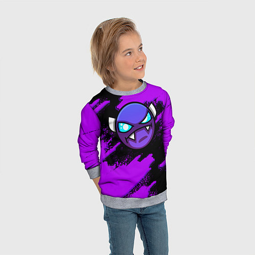 Детский свитшот Geometry Dash game - Геометри Дэш / 3D-Меланж – фото 3