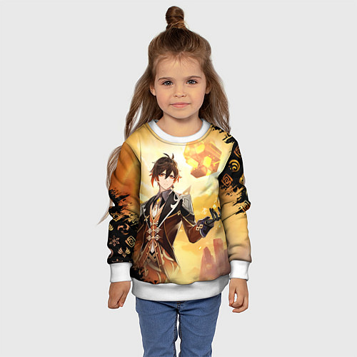 Детский свитшот ЧЖУН ЛИ ОРДЕР ГЕНШИН ИМПАКТ / 3D-Белый – фото 4