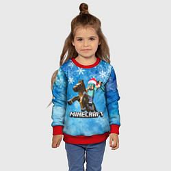 Свитшот детский НОВЫЙ ГОД В МАЙНКРАФТ, СНЕЖИНКИ, 2022, цвет: 3D-красный — фото 2