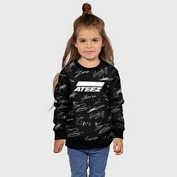 Свитшот детский ATEEZ БЕЛЫЕ АВТОГРАФЫ УЗОР, цвет: 3D-черный — фото 2
