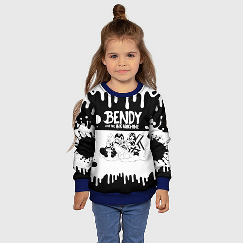 Детский свитшот БЕНДИ И АЛИСА BENDY AND THE INK MACHINE / 3D-Синий – фото 4