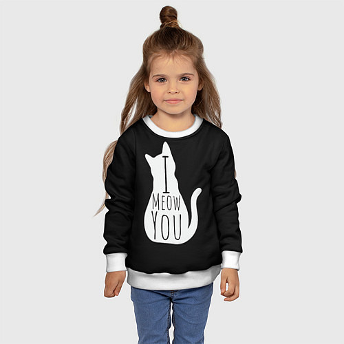 Детский свитшот I Meow You I love you / 3D-Белый – фото 4