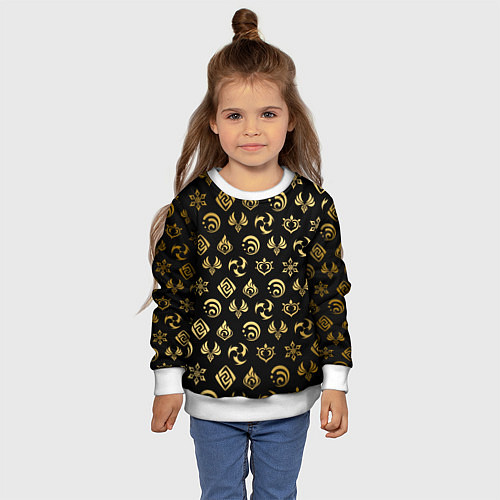 Детский свитшот GOLDEN GENSHIN IMPACT PATTERN ЗОЛОТО ГЕНШИН ИМПАКТ / 3D-Белый – фото 4