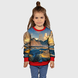 Свитшот детский Красивый горный пейзаж, цвет: 3D-красный — фото 2