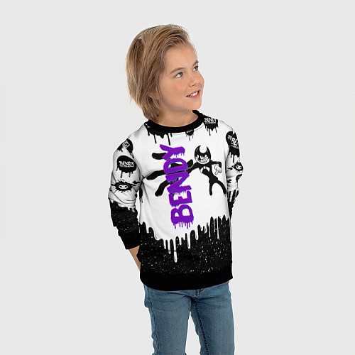 Детский свитшот Бенди длинная рука Bendy / 3D-Черный – фото 3