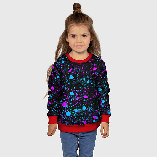 Детский свитшот Брызги неоновые ярких красок / 3D-Красный – фото 4