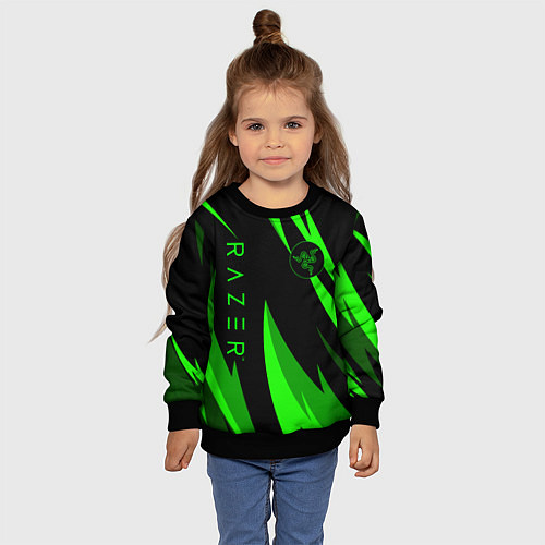 Детский свитшот RAZER GREEN / 3D-Черный – фото 4