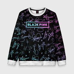 Свитшот детский NEON BLACKPINK АВТОГРАФЫ, цвет: 3D-белый