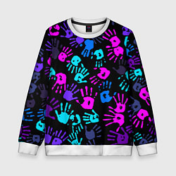 Свитшот детский Следы неоновых рук, цвет: 3D-белый