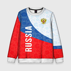 Свитшот детский RUSSIA SPORT STYLE РОССИЯ СПОРТИВНЫЙ СТИЛЬ, цвет: 3D-белый