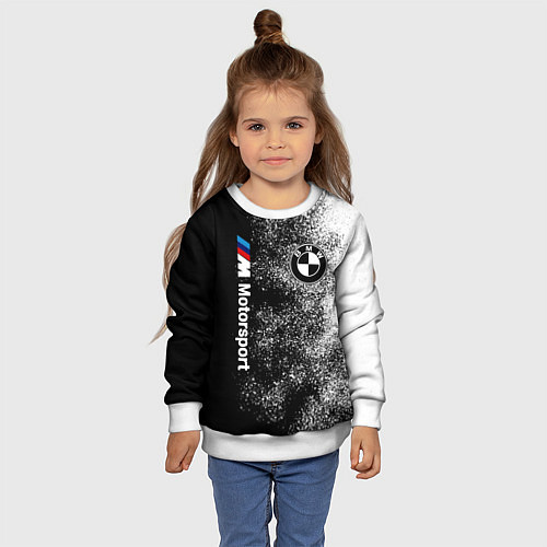 Детский свитшот БМВ Черно-белый логотип / 3D-Белый – фото 4