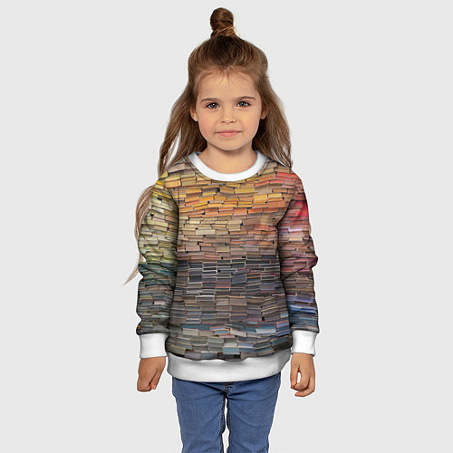 Детский свитшот Книжные кирпичики знаний / 3D-Белый – фото 4