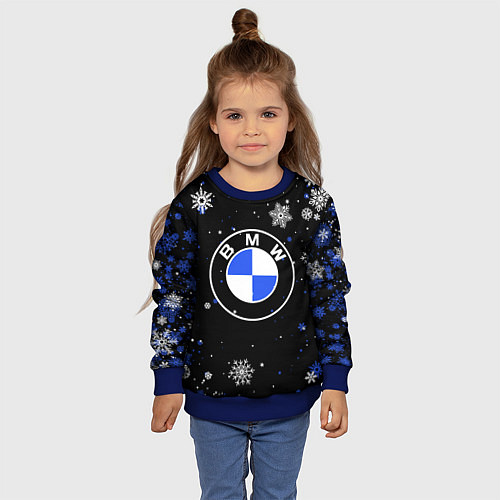 Детский свитшот НОВОГОДНИЙ БМВ НОВЫЙ ГОД BMW / 3D-Синий – фото 4