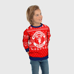 Свитшот детский FC Manchester United: Новогодний узор, цвет: 3D-синий — фото 2