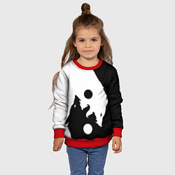 Свитшот детский Волки Инь и Янь Добро и Зло, цвет: 3D-красный — фото 2