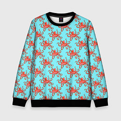 Свитшот детский Осьминог паттерн, цвет: 3D-черный