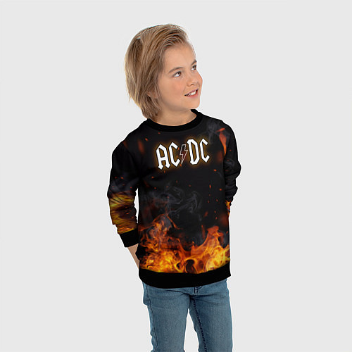 Детский свитшот ACDC - Fire / 3D-Черный – фото 3