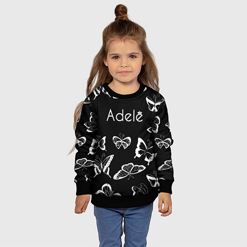Детский свитшот Адель летящие бабочки / 3D-Черный – фото 4