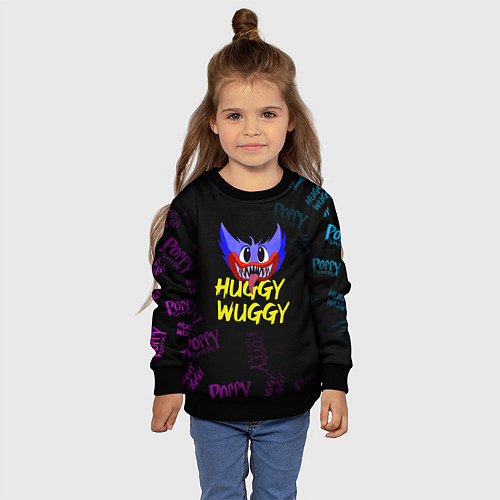 Детский свитшот HUGGY WUGGY PATTERN / 3D-Черный – фото 4