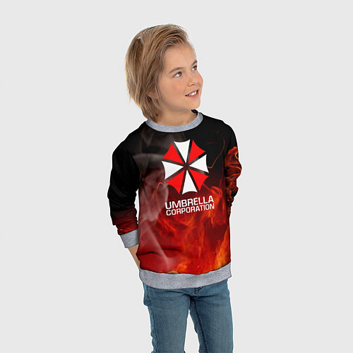 Детский свитшот Umbrella Corporation пламя / 3D-Меланж – фото 3
