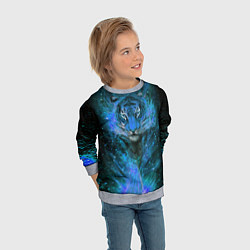 Свитшот детский Водяной голубой Тигр, цвет: 3D-меланж — фото 2