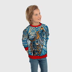 Свитшот детский Синий волк в графике, цвет: 3D-красный — фото 2