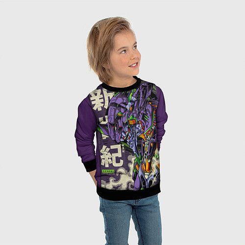 Детский свитшот Evangelion Eva-01 / 3D-Черный – фото 3