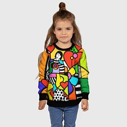 Свитшот детский Romero Britto - valentines day, цвет: 3D-черный — фото 2