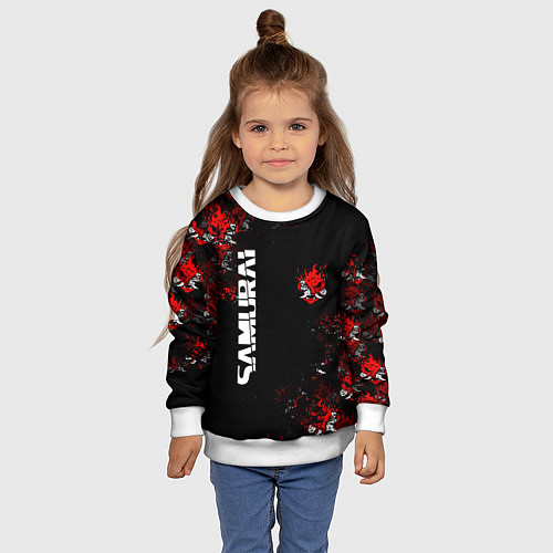 Детский свитшот КИБЕРПАНК 2077 SAMURAI CYBERPUNK 2077 / 3D-Белый – фото 4