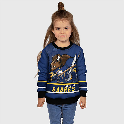 Детский свитшот Баффало Сейберз, Buffalo Sabres / 3D-Черный – фото 4