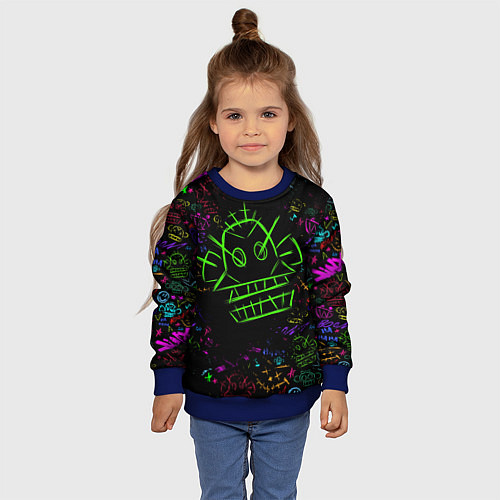 Детский свитшот League Of Legends неон - Arcane / 3D-Синий – фото 4