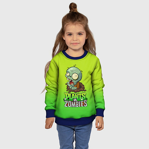 Детский свитшот Plants vs Zombies зомби / 3D-Синий – фото 4