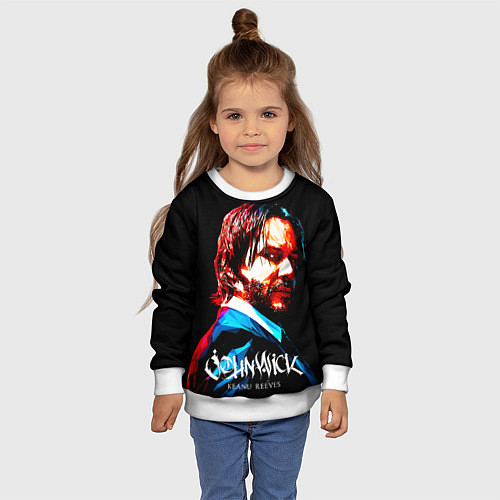 Детский свитшот Джон Уик Киану Ривз Каллиграфия / 3D-Белый – фото 4