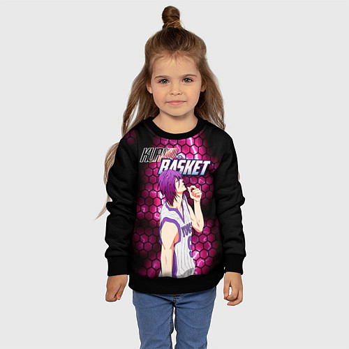 Детский свитшот Kuroko no Basuke, Murasakibara Atsushi Ацуши Мурас / 3D-Черный – фото 4