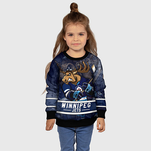 Детский свитшот Виннипег Джетс, Winnipeg Jets Маскот / 3D-Черный – фото 4